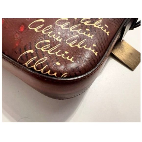 AUTHENTIC CELINE Hand Painted Shoulder Crossbody Bag RARE Animal Print deep red - Picture 11 of 16